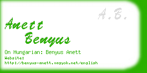 anett benyus business card